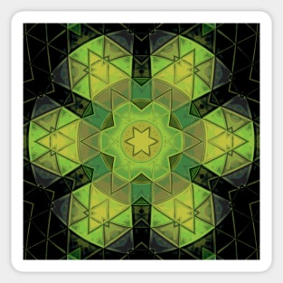 Mosaic Mandala Flower Green Yellow and Black Sticker